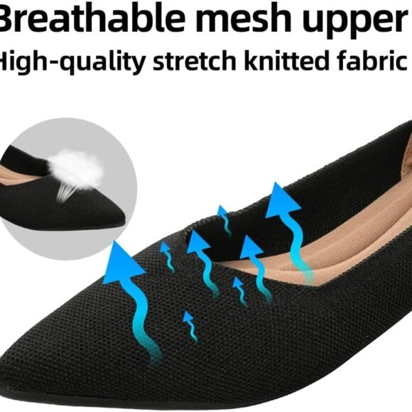 Women's Ballet Flats Rubber Mesh Pointed Toe Casual Work Shoes Size 8.5 - Picture 2 of 8
